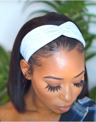 HEADBAND WIG - TARA - HUMAN HAIR YAKI BOB HEADBAND WIG - HBW005