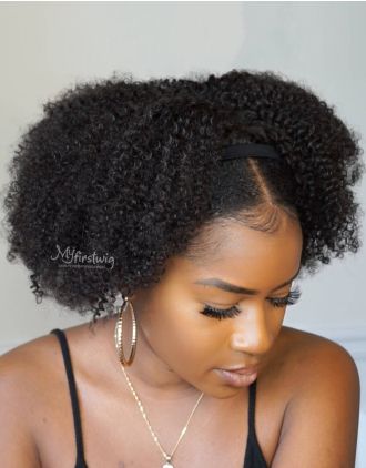 HEADBAND WIG - CARLA - COILY (3C-4A) NATURAL CURLS HUMAN HAIR HEADBAND WIG - HBW020