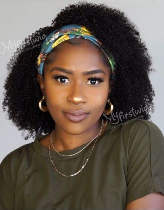 HEADBAND WIG - GINA - COILY (3C-4A) NATURAL CURLS HUMAN HAIR HEADBAND WIG - HBW021