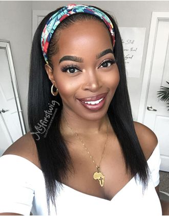 HEADBAND WIG - REBECCA - HUMAN HAIR YAKI STRAIGHT - HBW028