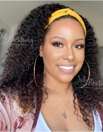 HEADBAND WIG - BLOSSOM - HUMAN HAIR OMBRE HIGHLIGHT CURLY (3A-3B) HEADBAND WIG - HBW037