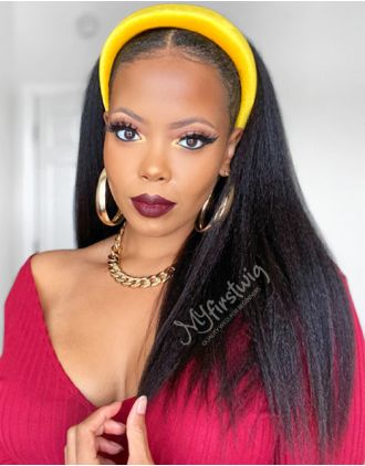HEADBAND WIG - KAY - HUMAN HAIR KINKY STRAIGHT HEADBAND WIG - HBW039