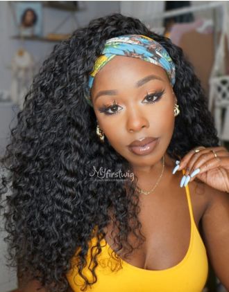 HEADBAND WIG - IRENE - HUMAN HAIR CURLY (2C-3A) HEADBAND WIG - HBW041
