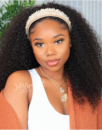 HEADBAND WIG - CHEV - HUMAN HAIR CURLY (3B-3C) HEADBAND WIG - HBW045