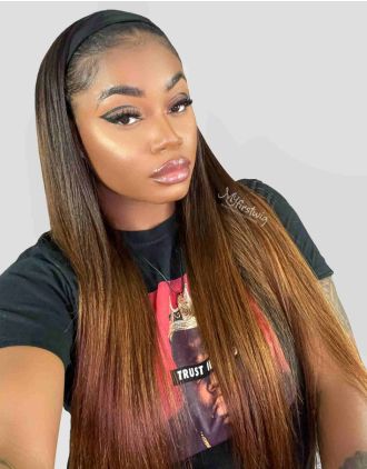 HEADBAND WIG - LAURASIA - OMBRE BROWN STRAIGHT HEADBAND WIG - HBW046