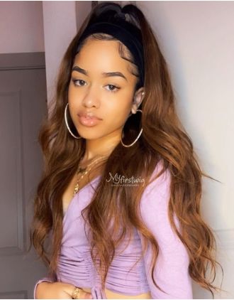 HEADBAND WIG - LEONA - OMBRE BROWN STRAIGHT HEADBAND WIG - HBW047