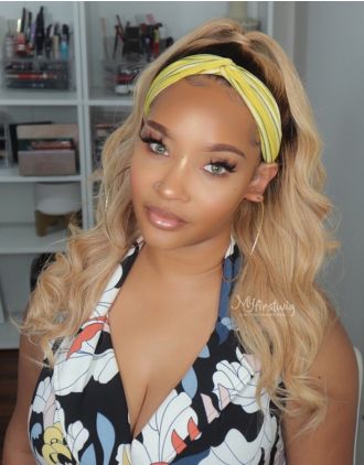 HEADBAND WIG - COLIE - HUMAN HAIR BLONDE STRAIGHT HEADBAND WIG - HBW050