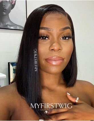 DOMINIQUE - MALAYSIAN ASYMETRICAL BOB LACE FRONT WIG - LFW028