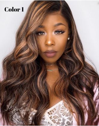 DOMINIQUE - MALAYSIAN HUMAN HAIR HIGHLIGHT LACE FRONT WIG - LFW039