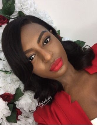 CHLOE - INDIAN REMY HAIR LONDON STYLIST DESIGN LOOSE WAVE & SIDE BANG LACE FRONT WIG - HER001