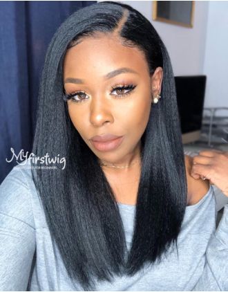 DOMINIQUE - INDIAN REMY HAIR KINKY STRAIGHT WIG LACE FRONT WIGS - LFK001
