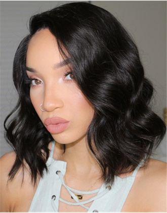 RAVEN - INDIAN REMY HAIR WAVY BOB WIGS LACE FRONT WIG - LFW004