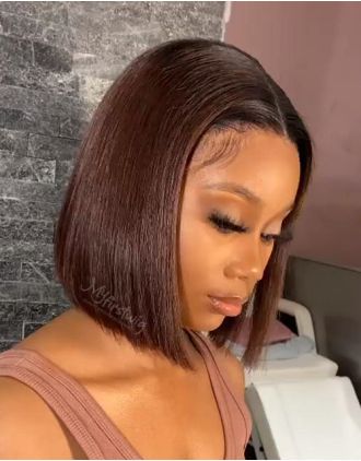 TOUCHEDBYMARY - INDIAN REMY OMBRE HAIR CHOCOLATE BROWN BOB HAIRCUT LACE FRONT WIG - TBM001